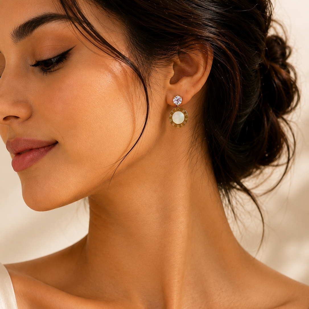 Mother of Pearl Coin Earrings