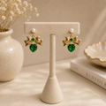 Emerald Bow Drop Earrings
