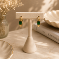 Green Gem Huggie Hoops