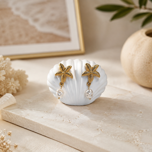 Seaside Pearl Starfish Earrings