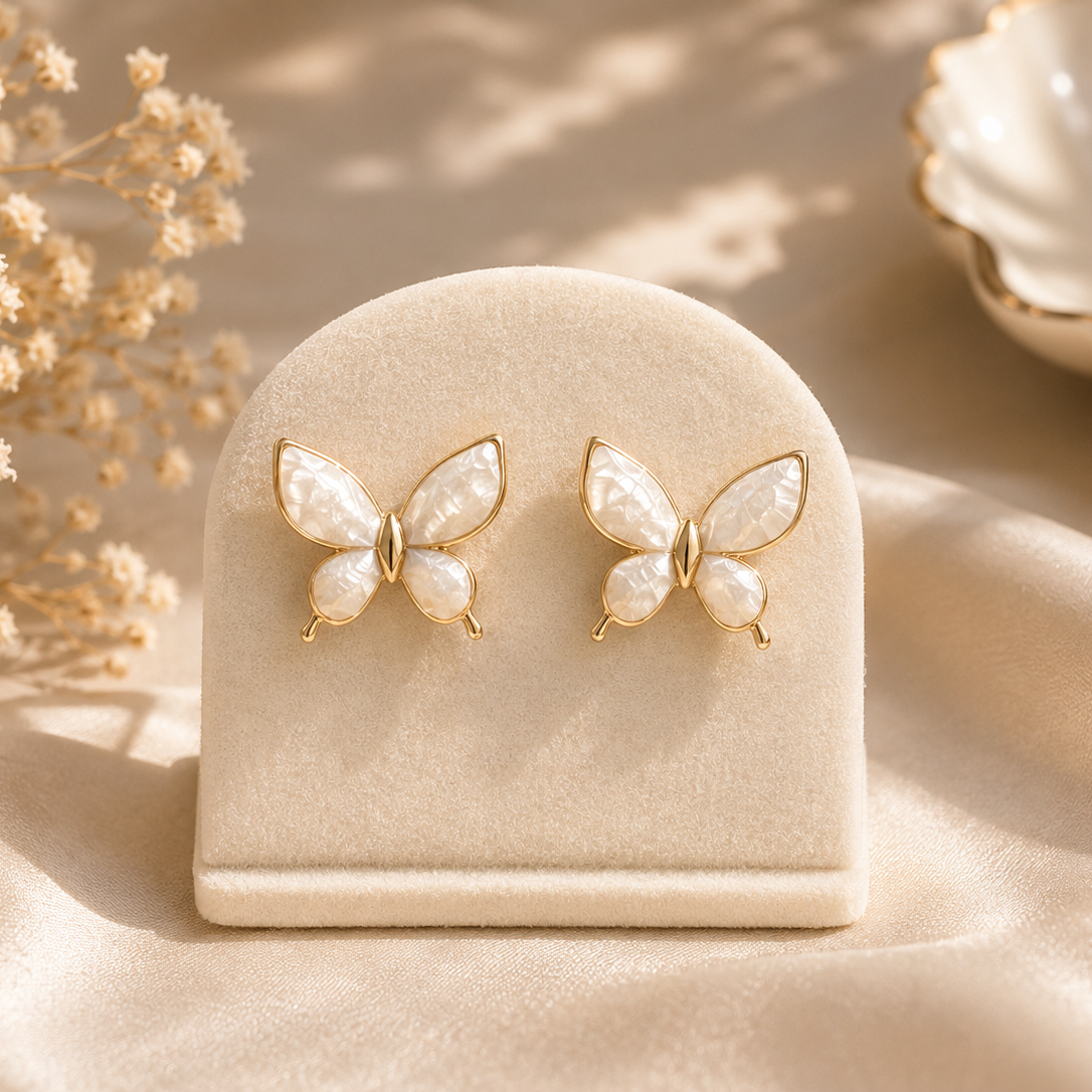 Ivory Butterfly Stud Earrings