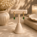 Emerald Charm Drop Hoops