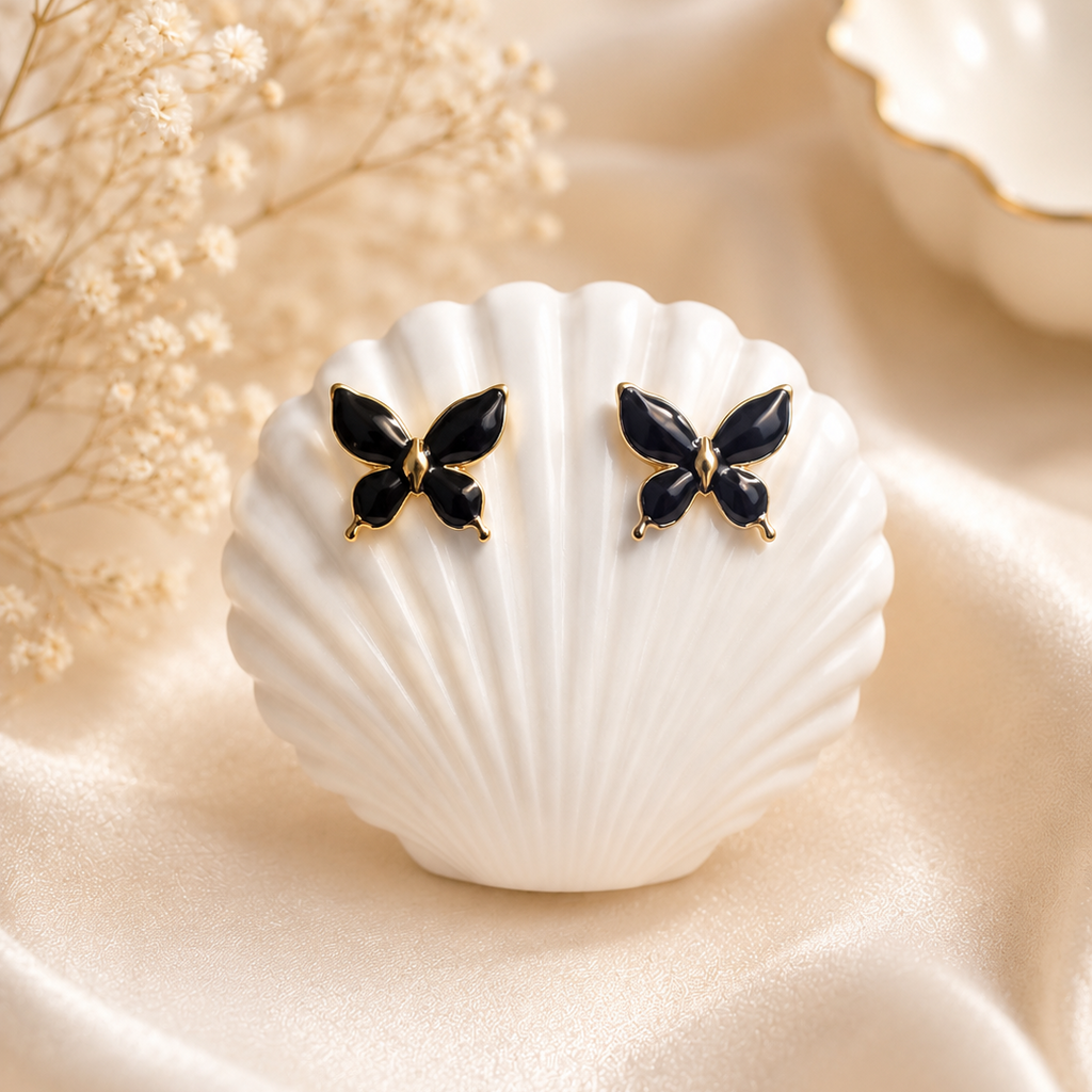 Midnight Butterfly Stud Earrings