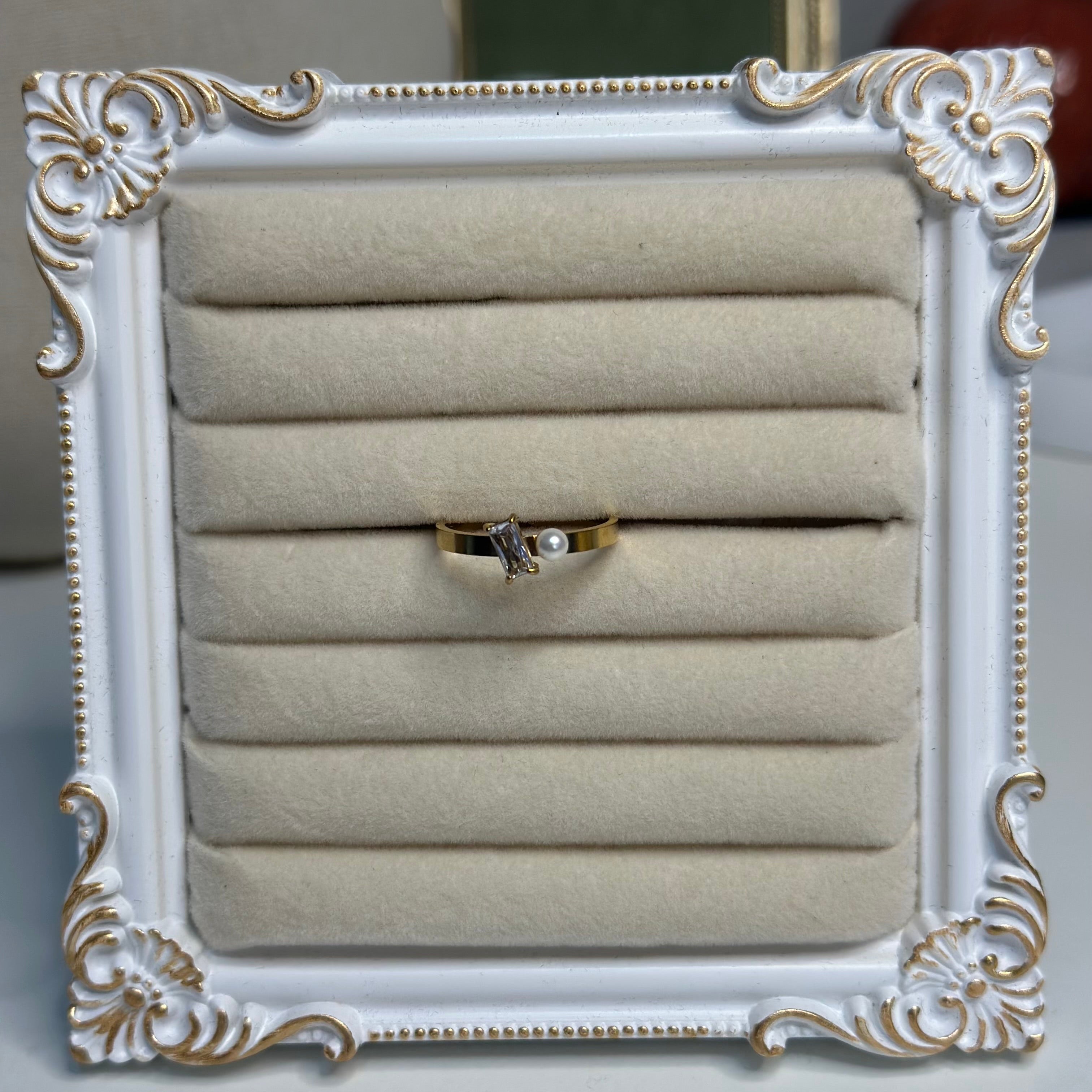 Pearl & Baguette Adjustable Ring