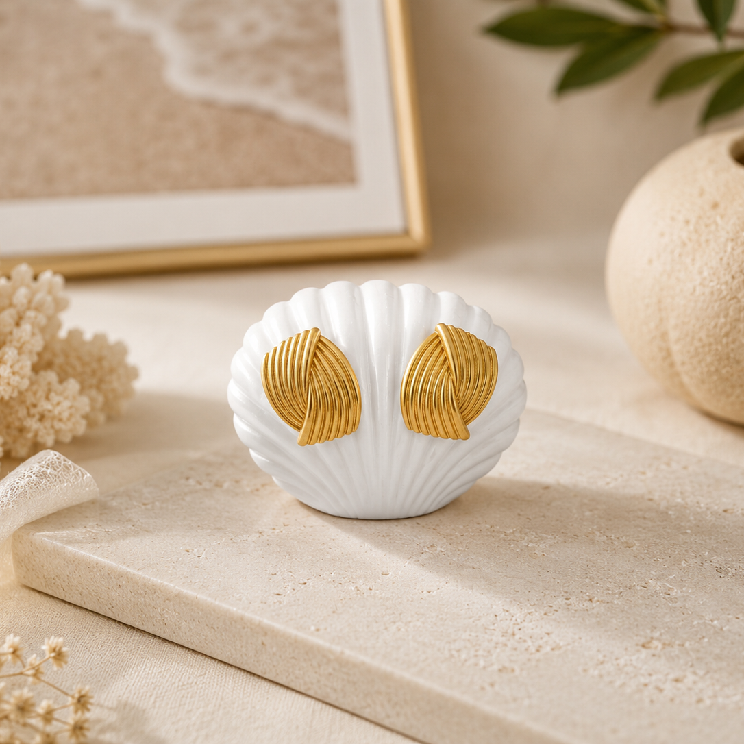 Golden Knot Statement Studs