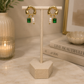 Pearl & Emerald Charm Earrings