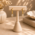 Emerald-Cut Crystal Drop hoops