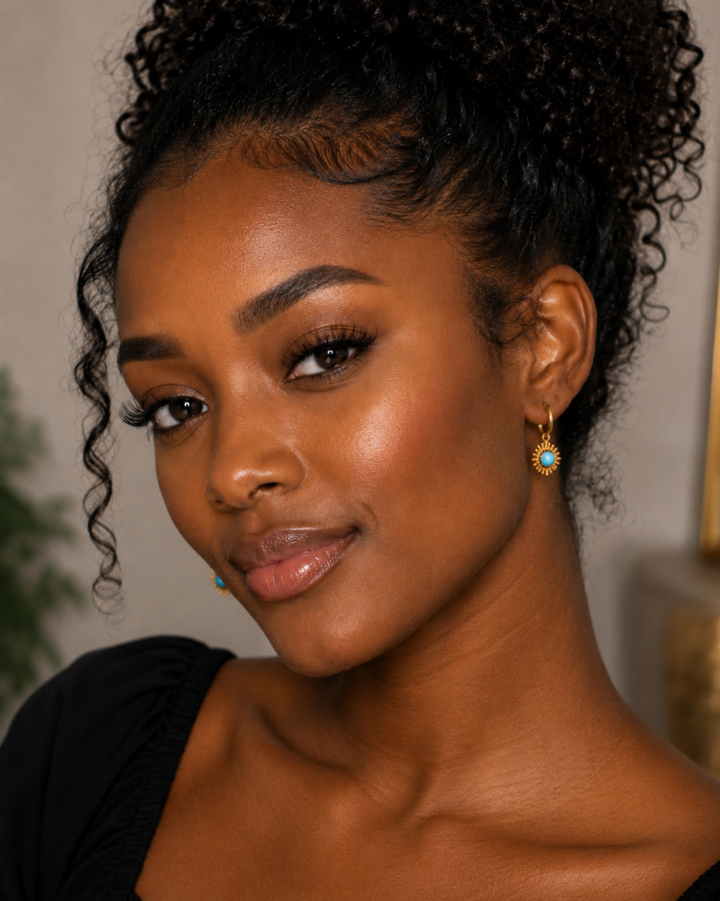 Turquoise Sunburst Hoops