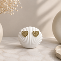 Golden Woven Heart Studs