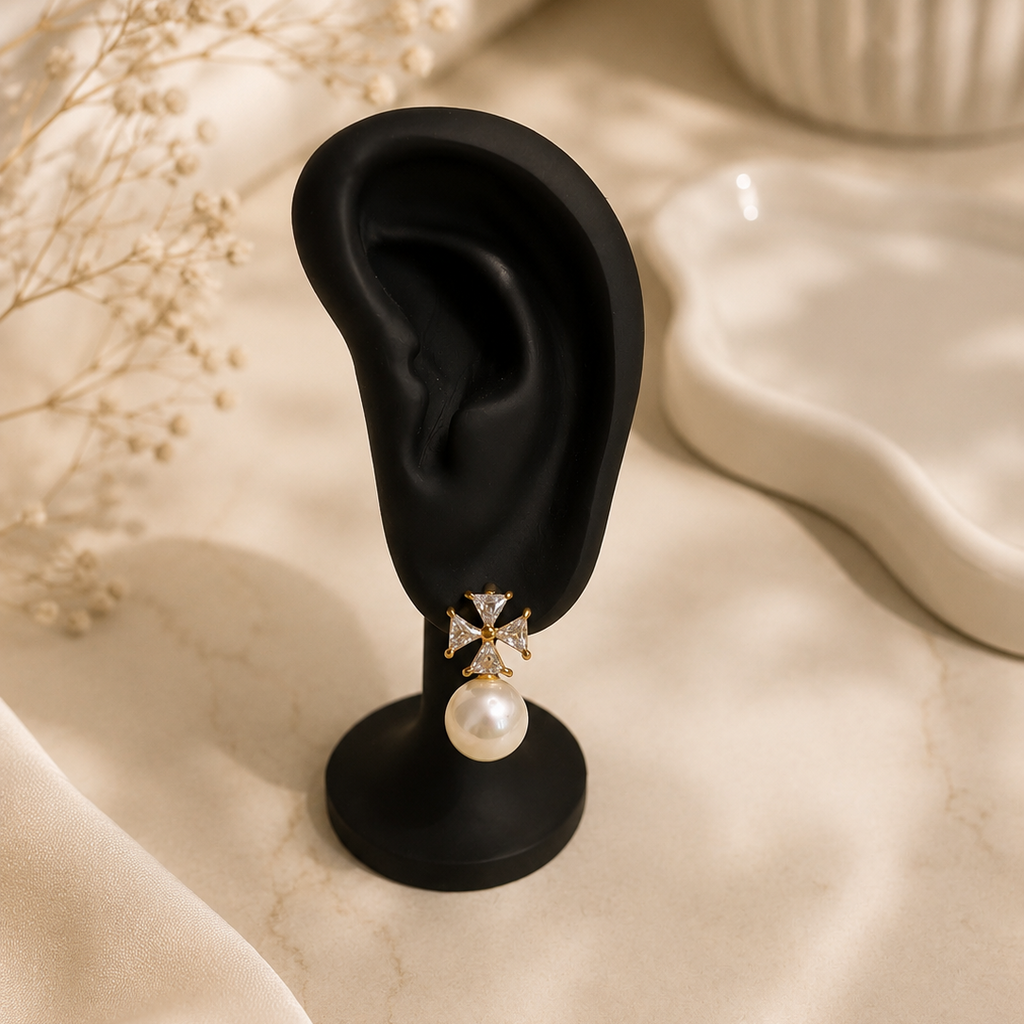 Pearl Fleur Drop Earrings
