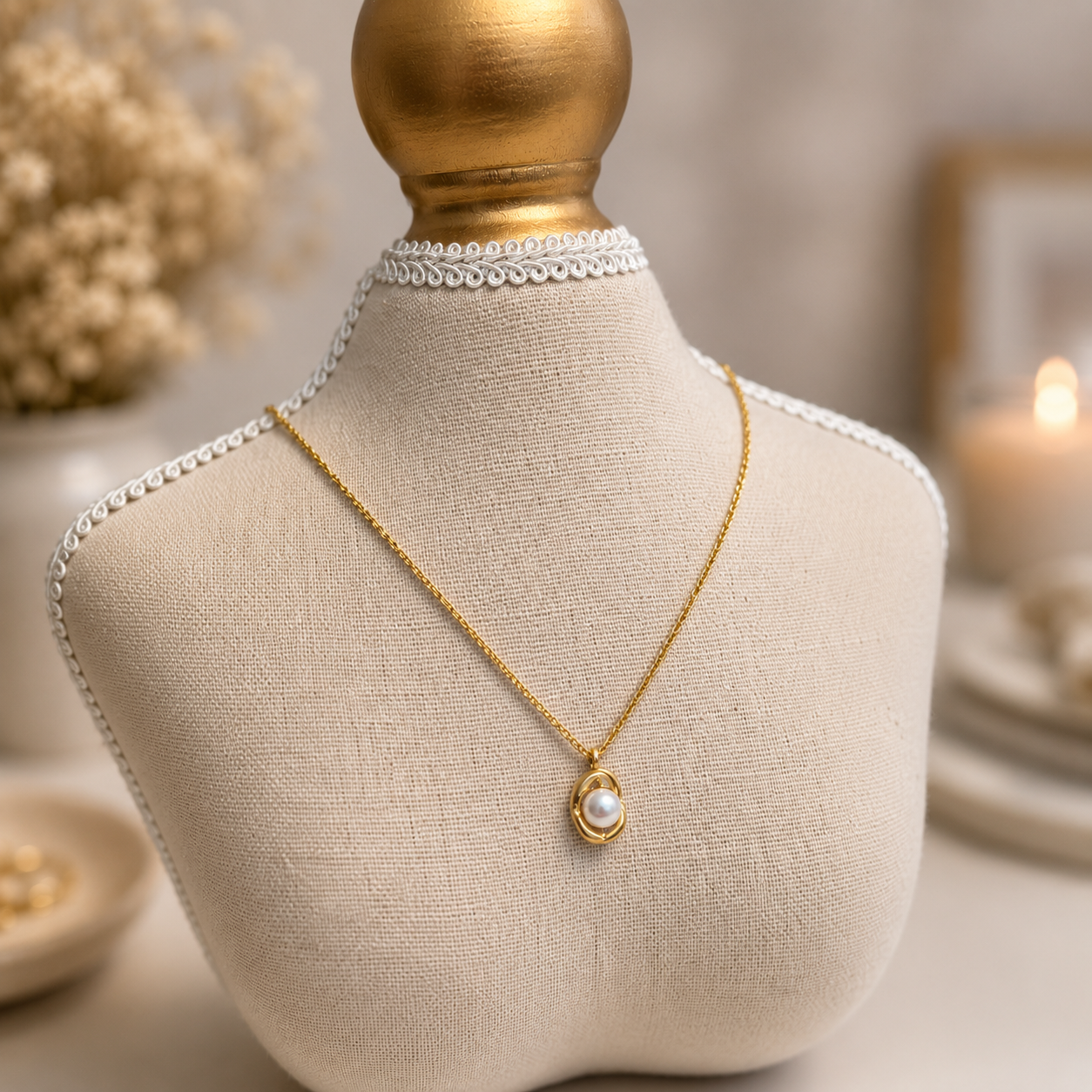 Golden Pearl Glow Necklace