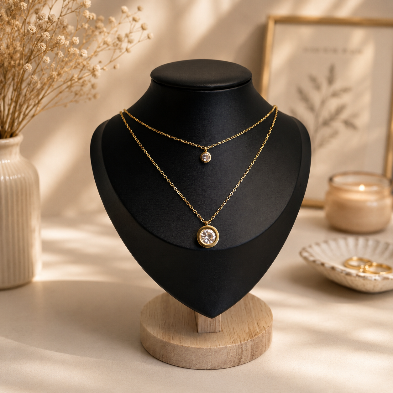 Crystal Layered Pendant Necklace