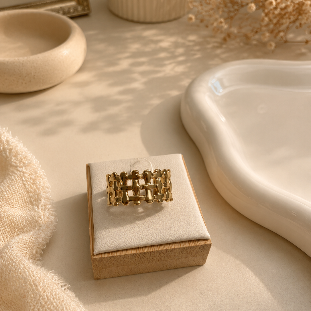 Golden Weave adjustable Ring