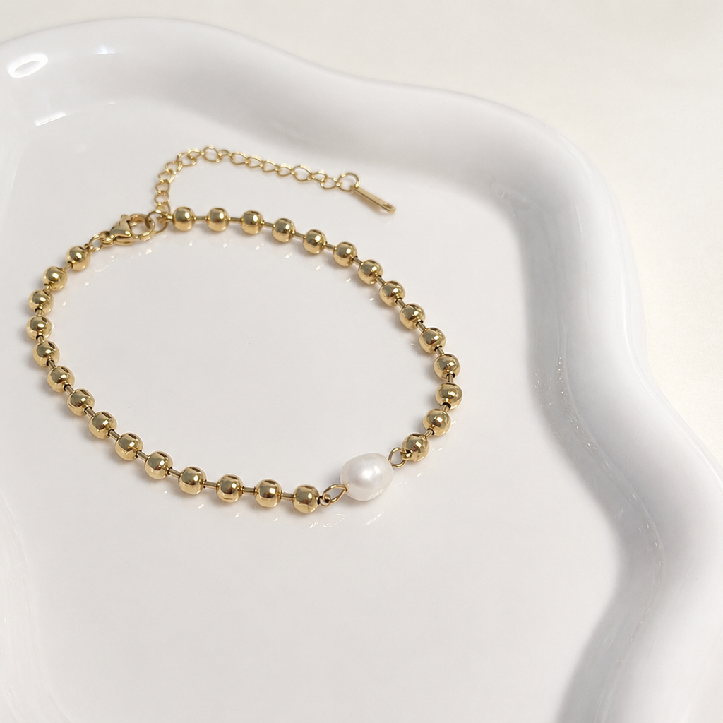 Golden Pearl Bead Bracelet