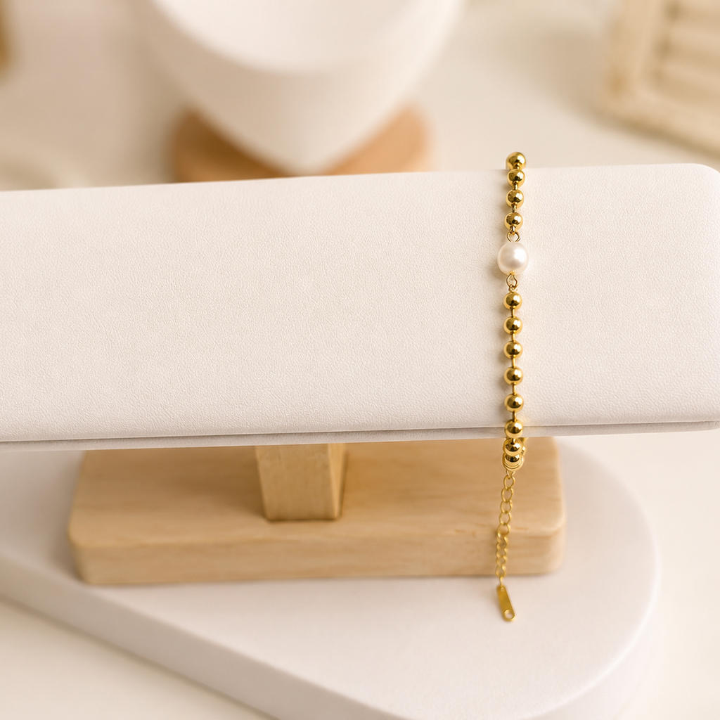 Golden Pearl Bead Bracelet