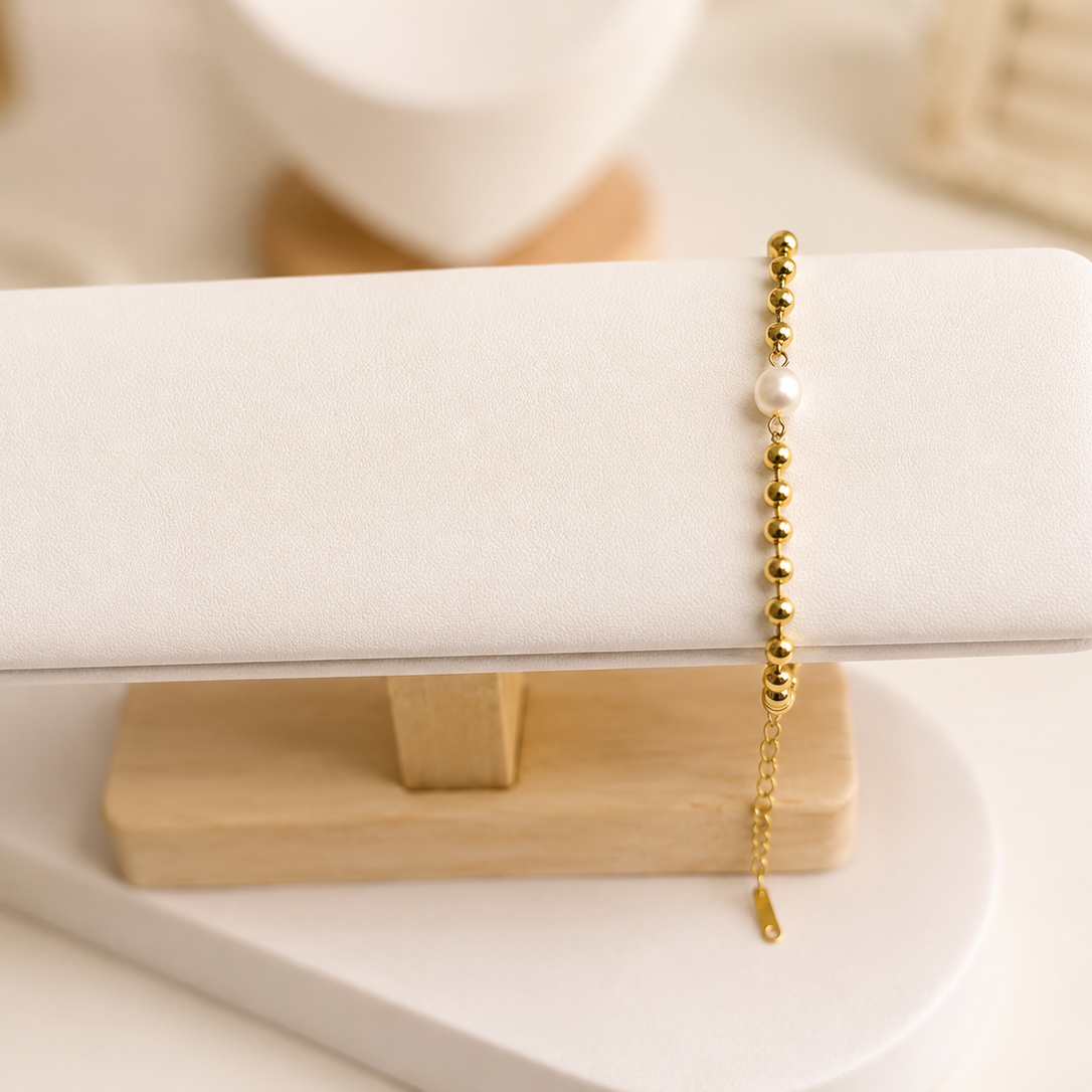 Golden Pearl Bead Bracelet