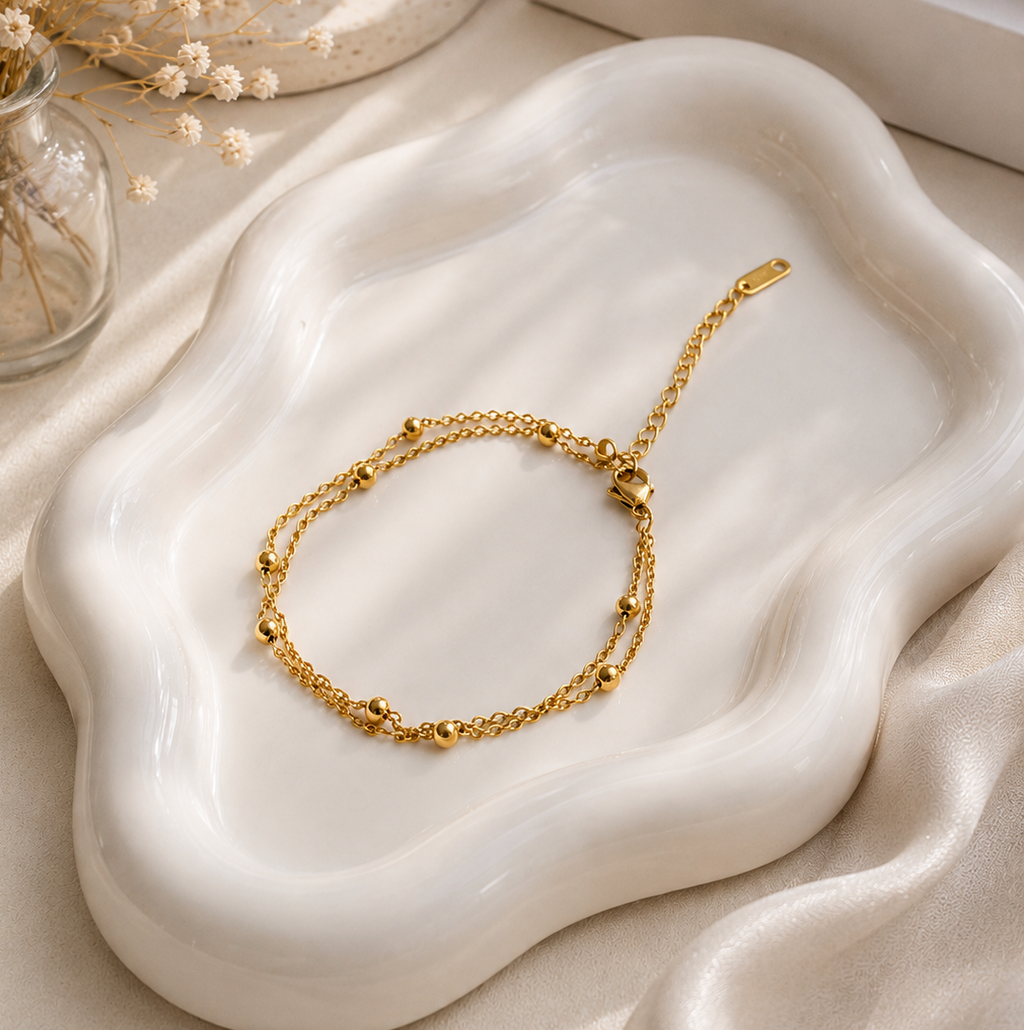 Golden Bead Layer Bracelet