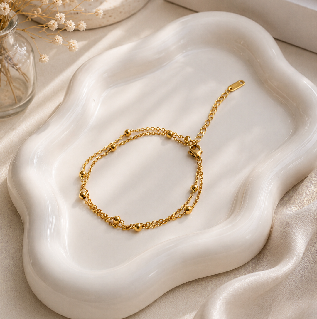 Golden Bead Layer Bracelet