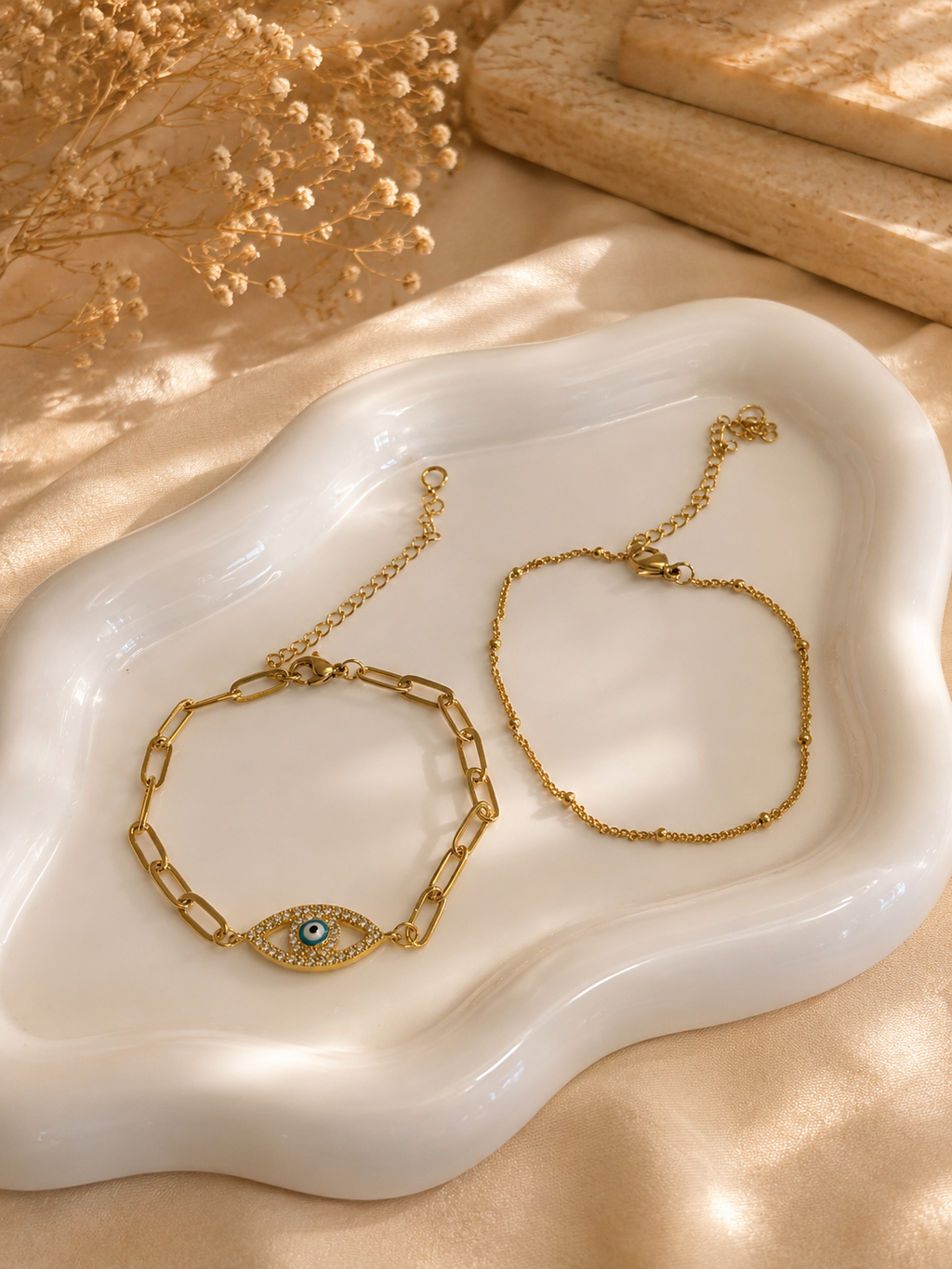 Evil Eye Layered Bracelet Set