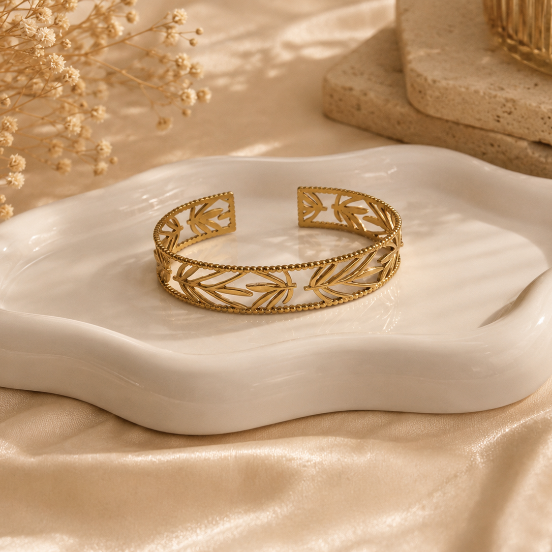 Golden Leaf Cuff Bracelet