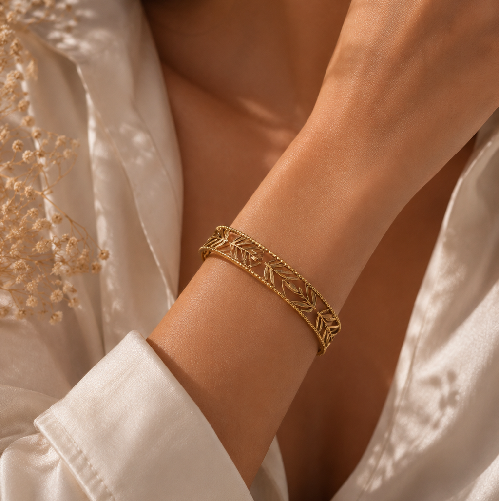 Golden Leaf Cuff Bracelet