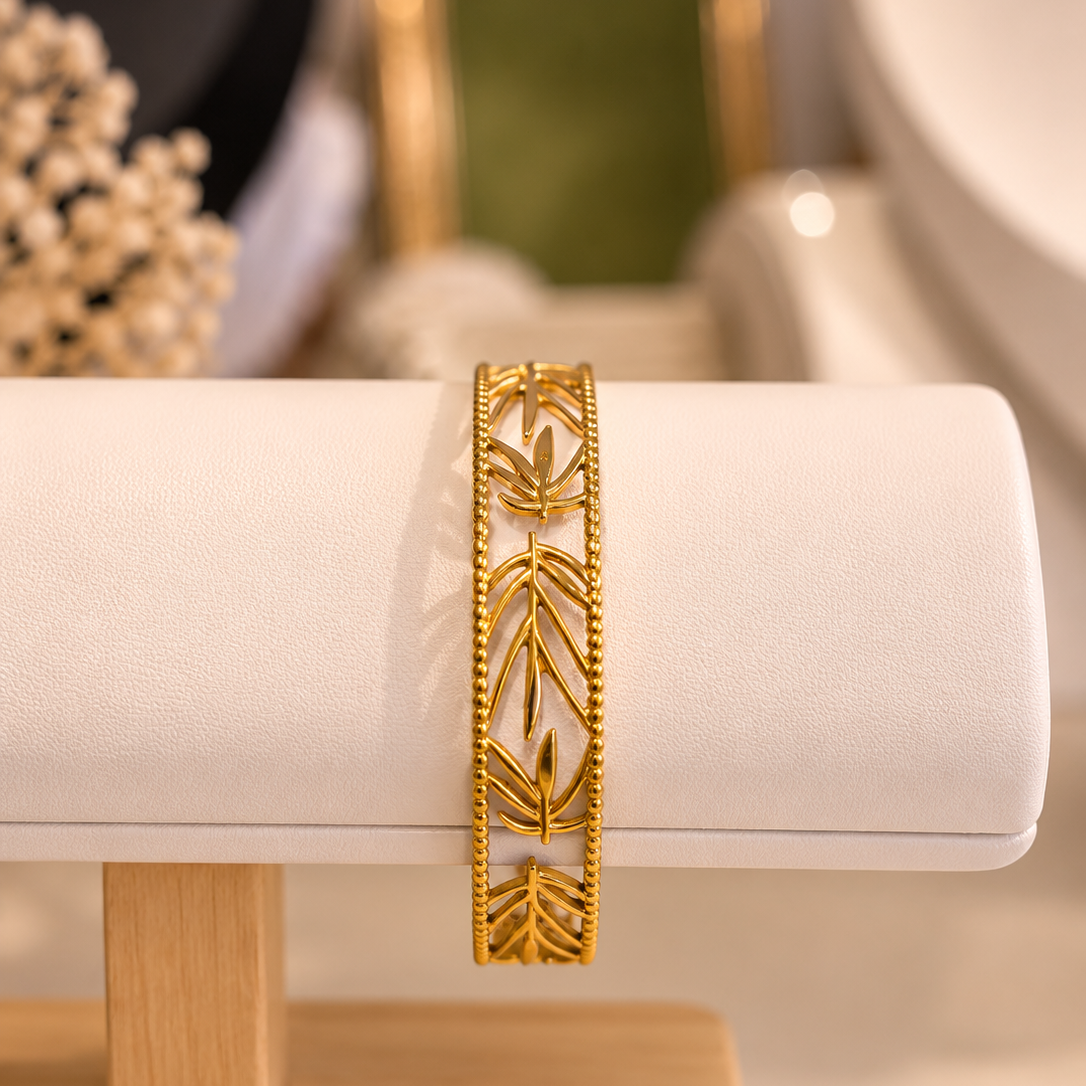 Golden Leaf Cuff Bracelet