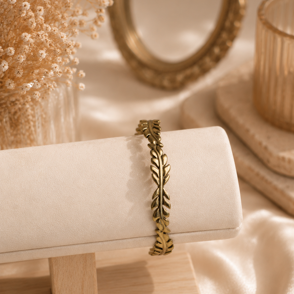 Golden Laurel Cuff Bracelet