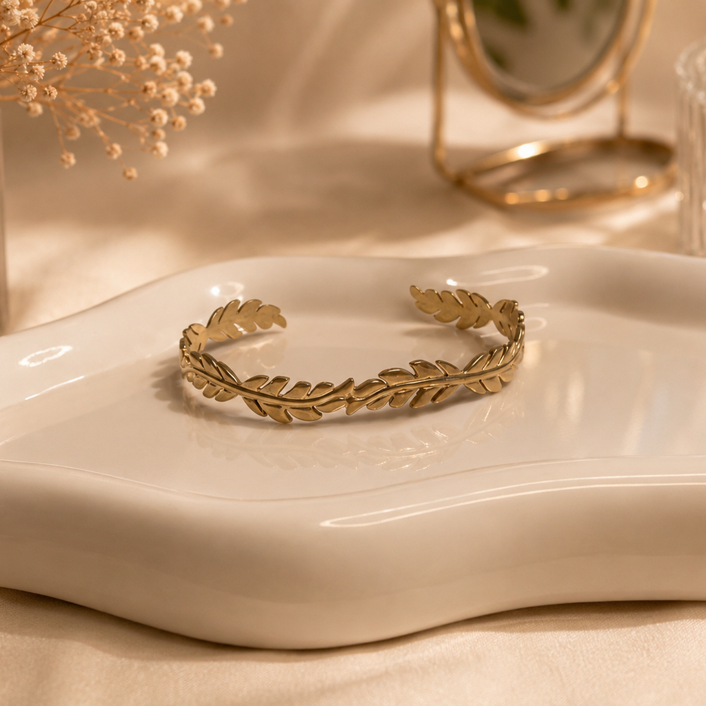 Golden Laurel Cuff Bracelet