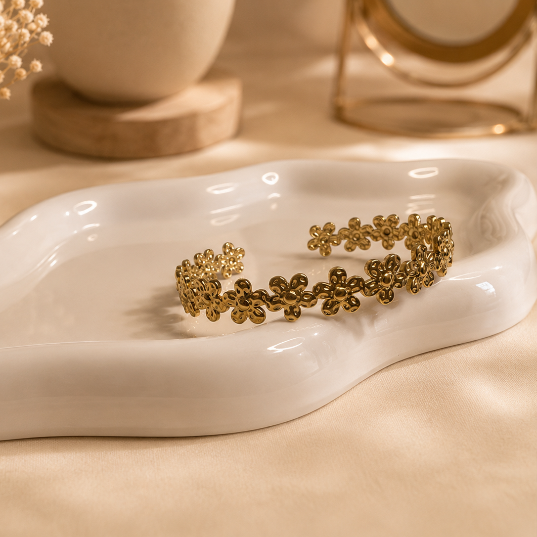 Golden Daisy Cuff Bracelet