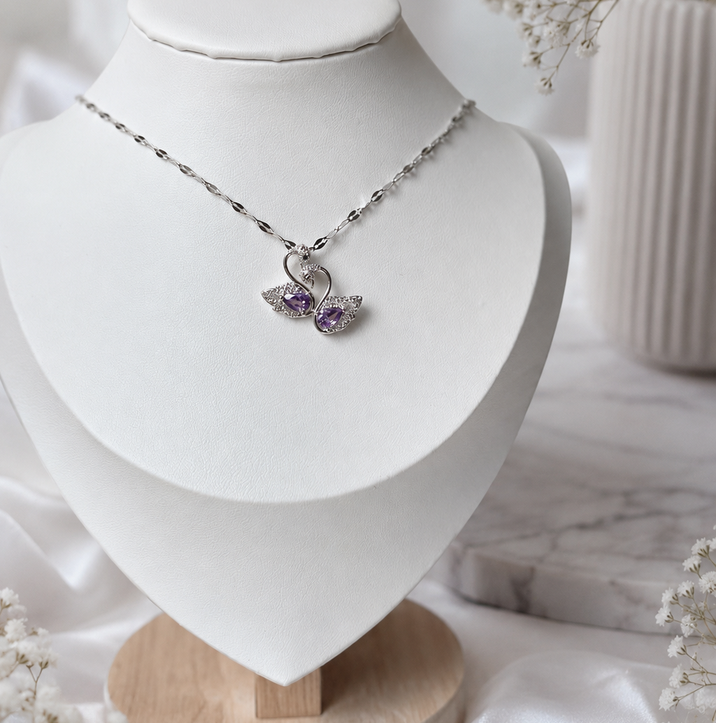 Violet Swan Necklace